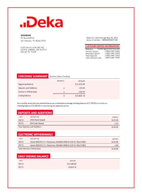 Fake Dekabank Business Bank Statement