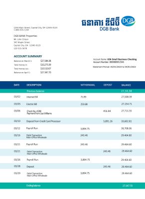 Fake Dgb Financial Group Business Bank Statement