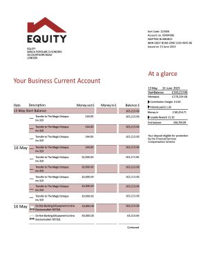 Fake Equity Business Bank Statement