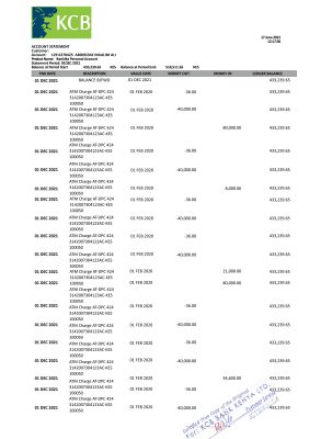 Fake Kenya Commercial Business Bank Statement