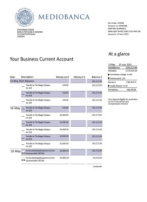 Fake Mediobanca Business Bank Statement