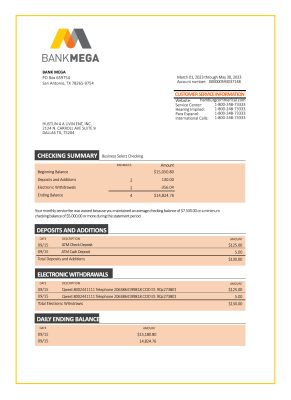 Fake Mega corporate Business Bank Statement