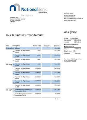 Fake National Business Bank Statement