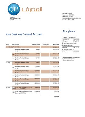 Fake Qatar Islamic Business Bank Statement