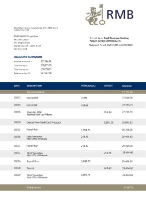 Fake Rand Merchant Business Bank Statement