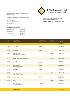 Fake Saudi Investment Business Bank Statement