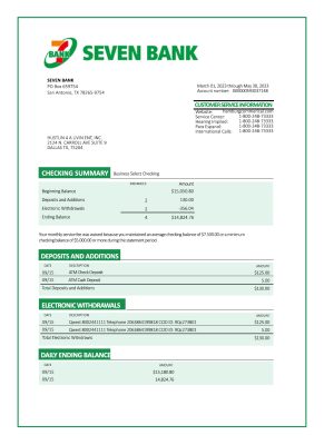 Fake Seven Business Bank Statement